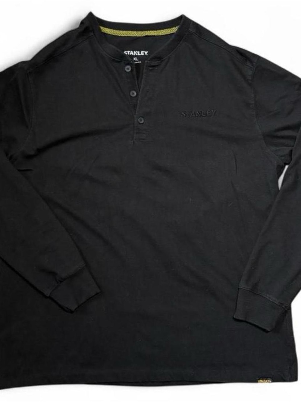 Stanley Black Long-Sleeve Henley with Subtle Logo